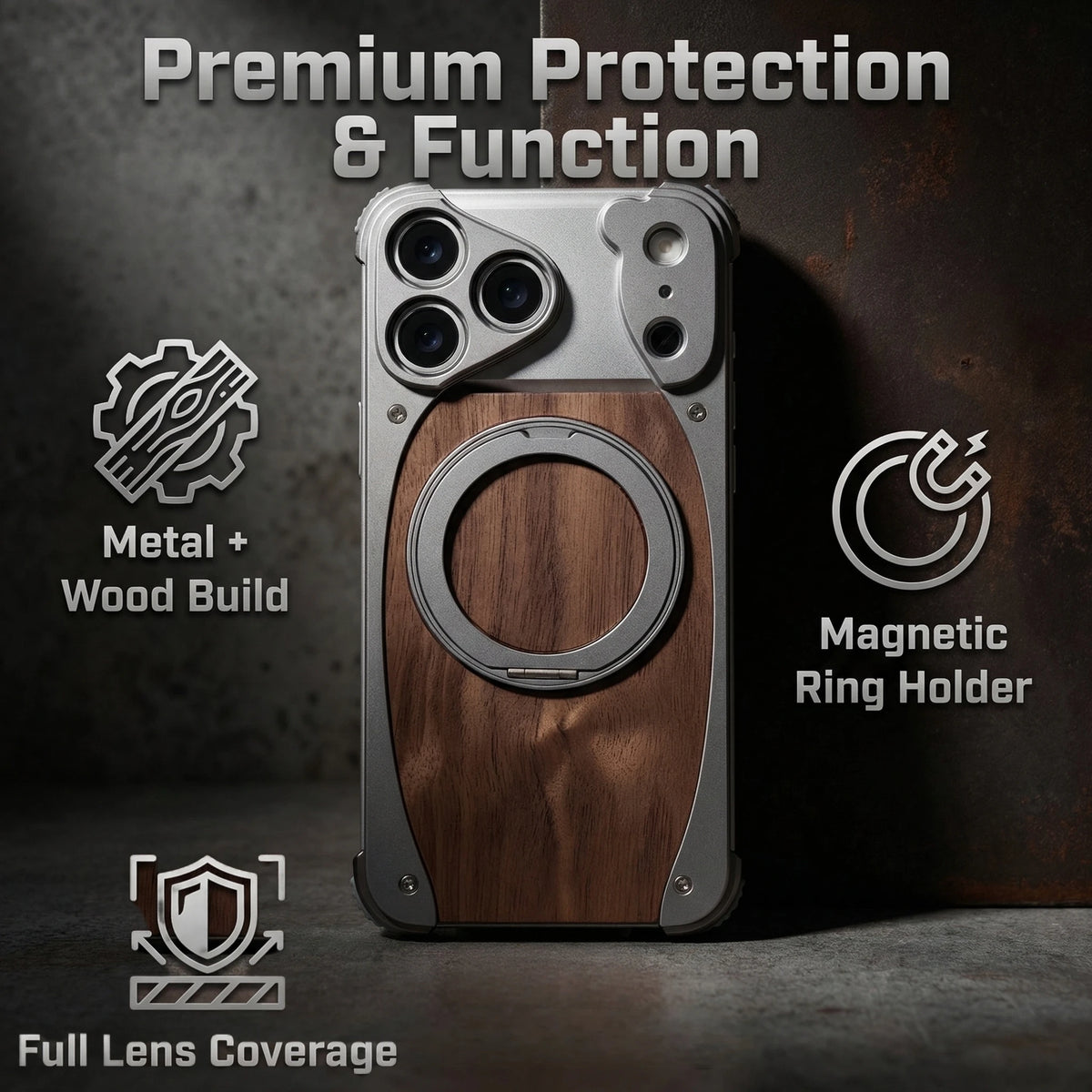 Walnut Wood Metal Cover