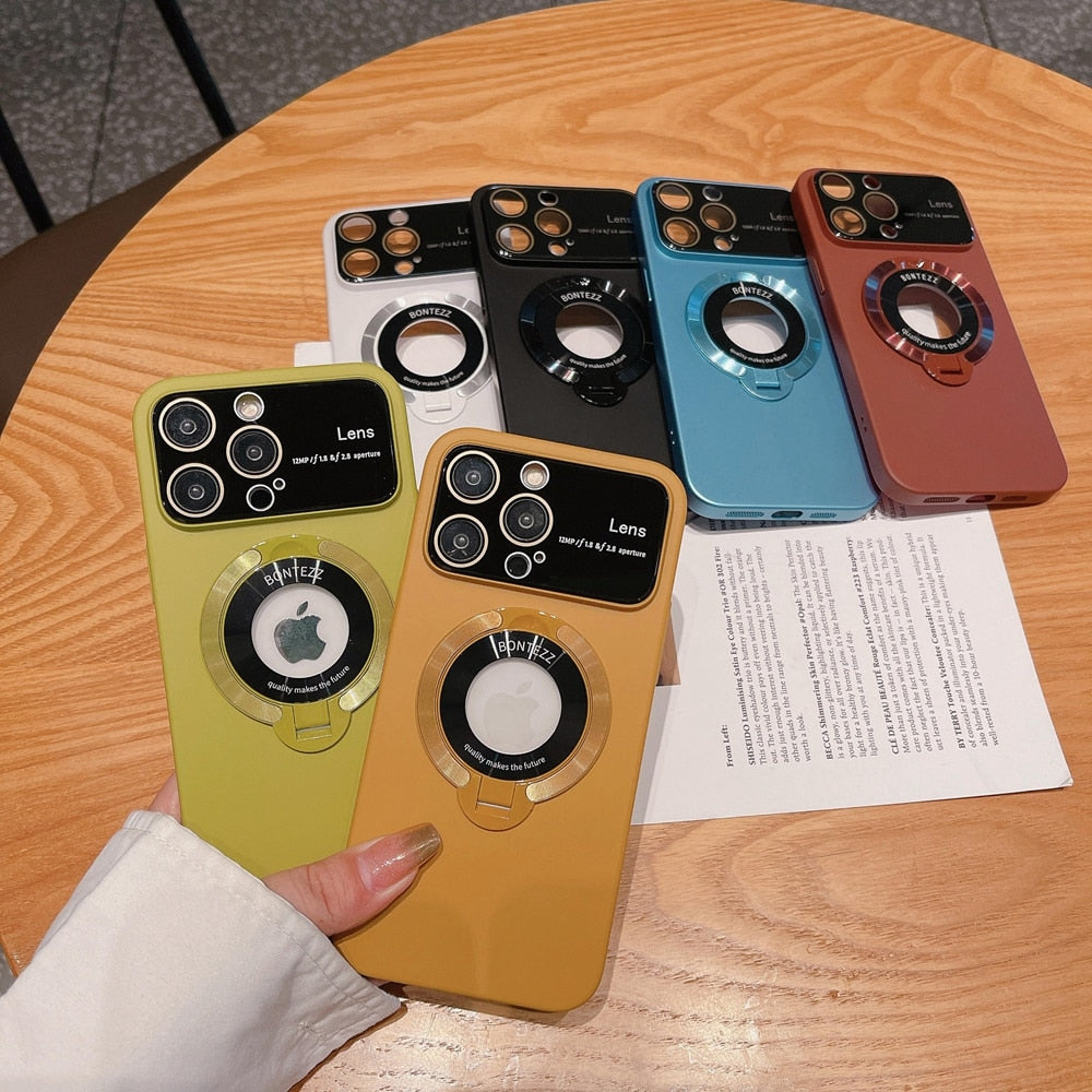 Large Window Folding Holder Magnetic Case For iPhone